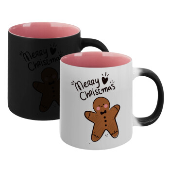 mr gingerbread, Κούπα Μαγική εσωτερικό ΡΟΖ, κεραμική 330ml που αλλάζει χρώμα με το ζεστό ρόφημα