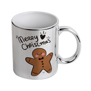 mr gingerbread, Κούπα κεραμική, ασημένια καθρέπτης, 330ml