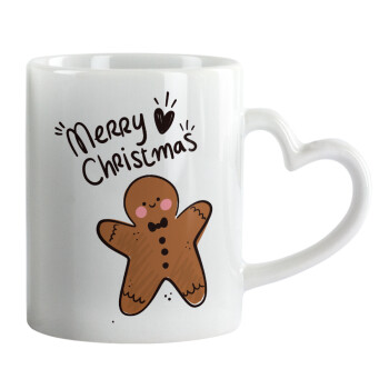mr gingerbread, Κούπα καρδιά χερούλι λευκή, κεραμική, 330ml