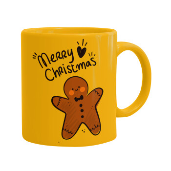 mr gingerbread, Ceramic coffee mug yellow, 330ml (1pcs)