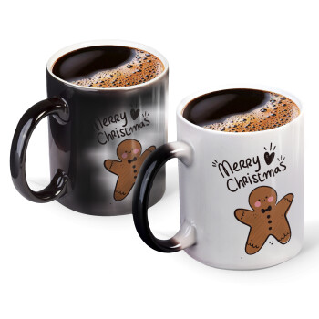 mr gingerbread, Color changing magic Mug, ceramic, 330ml when adding hot liquid inside, the black colour desappears (1 pcs)