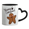 Mug heart black handle, ceramic, 330ml