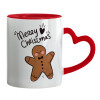 Mug heart red handle, ceramic, 330ml