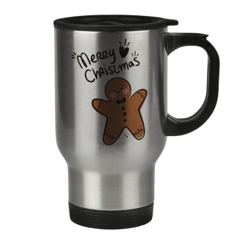 mr gingerbread, Stainless steel travel mug with lid, double wall 450ml