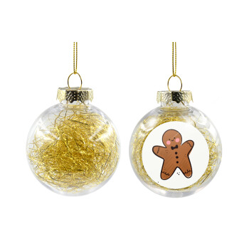 mr gingerbread, Χριστουγεννιάτικη μπάλα δένδρου διάφανη με χρυσό γέμισμα 8cm