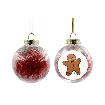 mr gingerbread, Χριστουγεννιάτικη μπάλα δένδρου διάφανη με κόκκινο γέμισμα 8cm