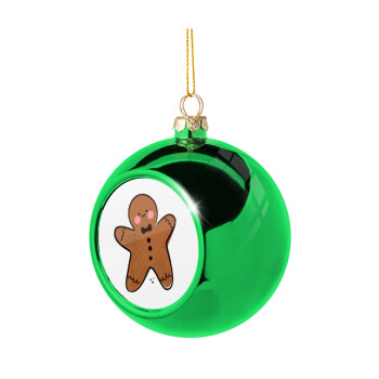 mr gingerbread, Green Christmas tree ornament ball 8cm