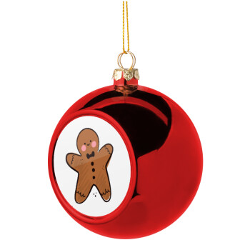 mr gingerbread, Χριστουγεννιάτικη μπάλα δένδρου Κόκκινη 8cm