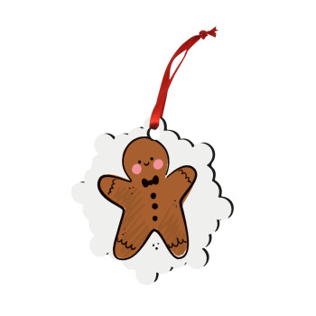 mr gingerbread, Χριστουγεννιάτικο στολίδι snowflake ξύλινο 7.5cm