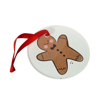 mr gingerbread, Χριστουγεννιάτικο στολίδι γυάλινο 9cm