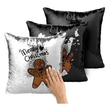 mr gingerbread, Μαξιλάρι καναπέ Μαγικό Μαύρο με πούλιες 40x40cm περιέχεται το γέμισμα