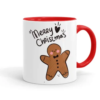 mr gingerbread, Κούπα χρωματιστή κόκκινη, κεραμική, 330ml