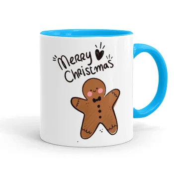 mr gingerbread, Mug colored light blue, ceramic, 330ml