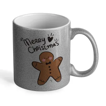 mr gingerbread, Κούπα Ασημένια Glitter που γυαλίζει, κεραμική, 330ml