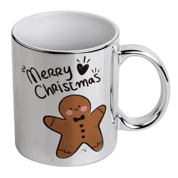 mr gingerbread, Mug ceramic, silver mirror, 330ml
