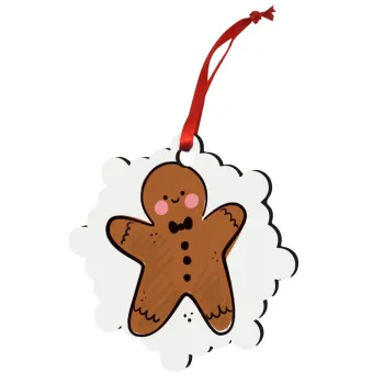 mr gingerbread, Christmas ornament snowflake wooden 7.5cm