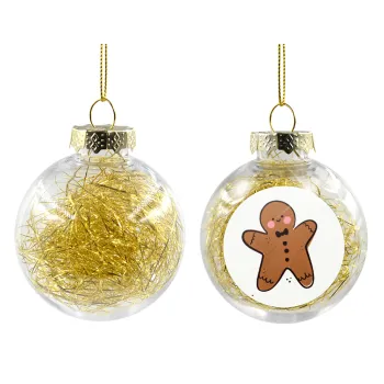 mr gingerbread, Στολίδι Χριστουγεννιάτικη μπάλα δένδρου διάφανη με χρυσό γέμισμα 8cm