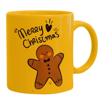 mr gingerbread, Ceramic coffee mug yellow, 330ml