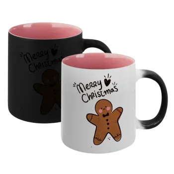 mr gingerbread, Κούπα Μαγική εσωτερικό ΡΟΖ, κεραμική 330ml που αλλάζει χρώμα με το ζεστό ρόφημα