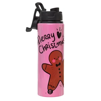 mr gingerbread, Μεταλλικό παγούρι νερού με καπάκι ασφαλείας, αλουμινίου 850ml
