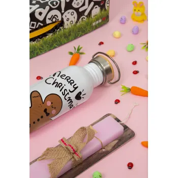 mr gingerbread, Πασχαλινή Λαμπάδα με παγούρι μεταλλικό (620ml, stainless steel) & κερί αρωματικό πλακέ (30cm) (ΡΟΖ)