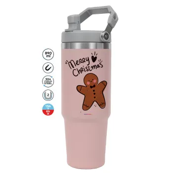 mr gingerbread, ΡΟΖ χρώματος Θερμός Ανοξείδωτο 890ml (30oz) με χερούλι