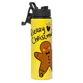 mr gingerbread, Μεταλλικό παγούρι νερού με καπάκι ασφαλείας, αλουμινίου 850ml