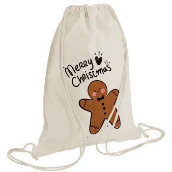 mr gingerbread, Backpack bag GYMBAG natural (28x40cm)
