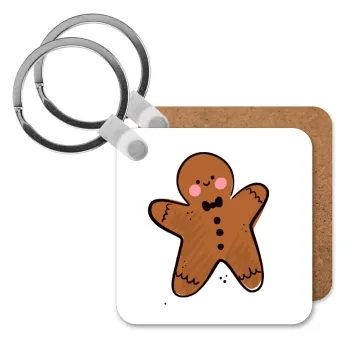 mr gingerbread, Μπρελόκ Ξύλινο τετράγωνο MDF