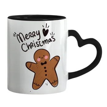 mr gingerbread, Mug heart black handle, ceramic, 330ml