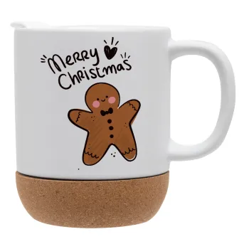 mr gingerbread, Κούπα, κεραμική με βάση φελού και καπάκι (ΜΑΤ), 330ml