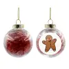 Transparent Christmas tree ball ornament with red filling 8cm