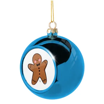 mr gingerbread, Blue Christmas tree ball ornament 8cm