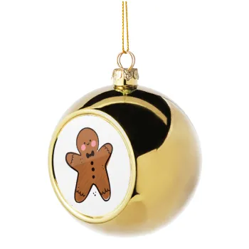 mr gingerbread, Golden Christmas tree ball ornament 8cm