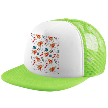 xmas gingerbread, Καπέλο Soft Trucker με Δίχτυ Πράσινο/Λευκό