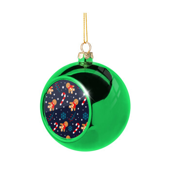 xmas gingerbread, Χριστουγεννιάτικη μπάλα δένδρου Πράσινη 8cm