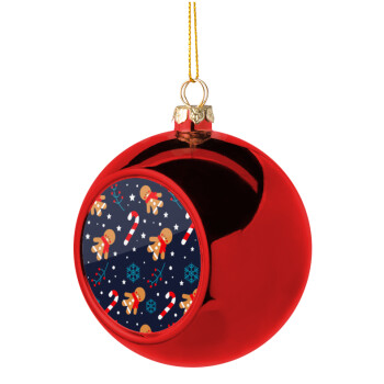 xmas gingerbread, Χριστουγεννιάτικη μπάλα δένδρου Κόκκινη 8cm