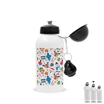 Merry Xmas ho ho ho, Metal water bottle, White, aluminum 500ml