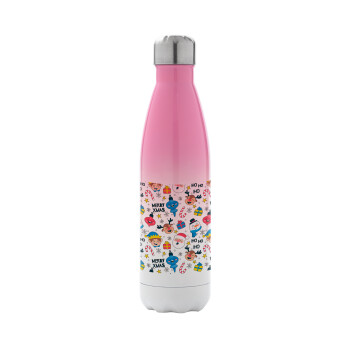 Merry Xmas ho ho ho, Metal mug thermos Pink/White (Stainless steel), double wall, 500ml
