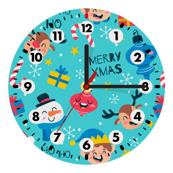 Merry Xmas ho ho ho, Wooden wall clock (20cm)