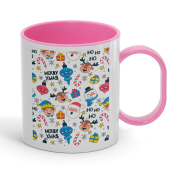 Merry Xmas ho ho ho, Κούπα (πλαστική) (BPA-FREE) Polymer Ροζ για παιδιά, 330ml
