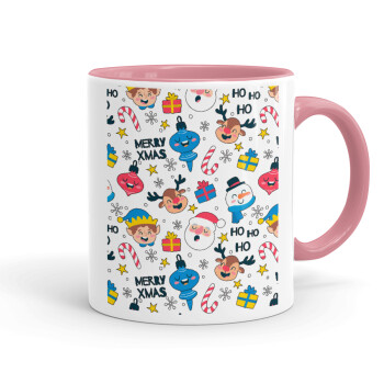 Merry Xmas ho ho ho, Mug colored pink, ceramic, 330ml