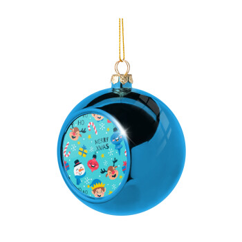 Merry Xmas ho ho ho, Χριστουγεννιάτικη μπάλα δένδρου Μπλε 8cm