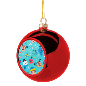 Merry Xmas ho ho ho, Χριστουγεννιάτικη μπάλα δένδρου Κόκκινη 8cm
