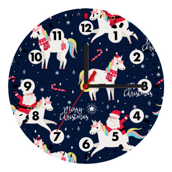 Unicorns & Santas, Wooden wall clock (20cm)