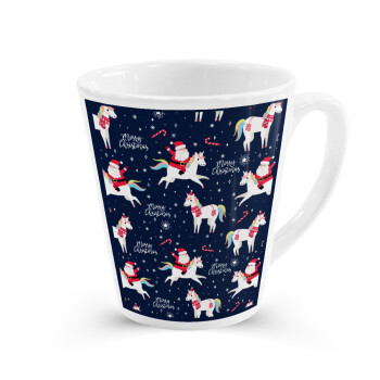 Unicorns & Santas, Κούπα κωνική Latte Λευκή, κεραμική, 300ml
