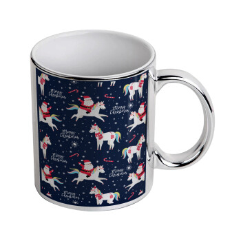 Unicorns & Santas, Mug ceramic, silver mirror, 330ml