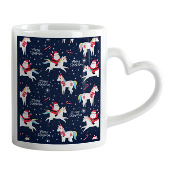 Unicorns & Santas, Mug heart handle, ceramic, 330ml