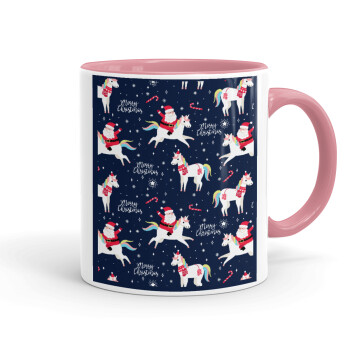 Unicorns & Santas, Mug colored pink, ceramic, 330ml