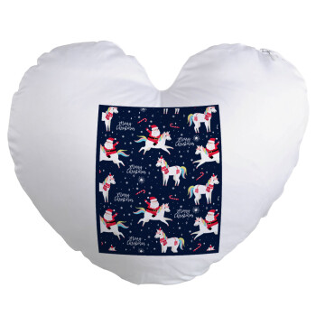 Unicorns & Santas, Μαξιλάρι καναπέ καρδιά 40x40cm περιέχεται το  γέμισμα